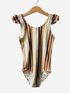Rylee + Cru Girls Frill Multistripe One Piece Swim
